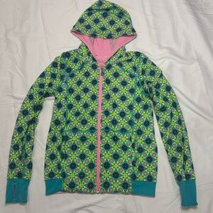 Ivivva Girls 12 Geo Shape Reversible Full Zip Jacket Pink Psychedelic Flower